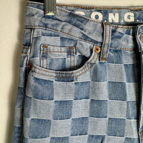 S.O.N.G. Jeans Timeless Fit Women's Sz 25 Checkered Denim Texture Embellished - Picture 5 of 9